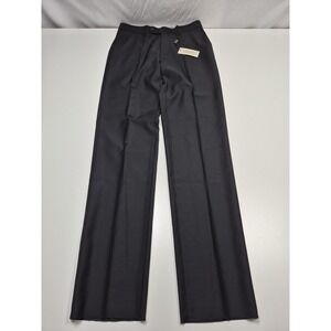 Galante Dress Pants Mens 32x36 Black Wool Super 150s Flat Front Italy Flat Front